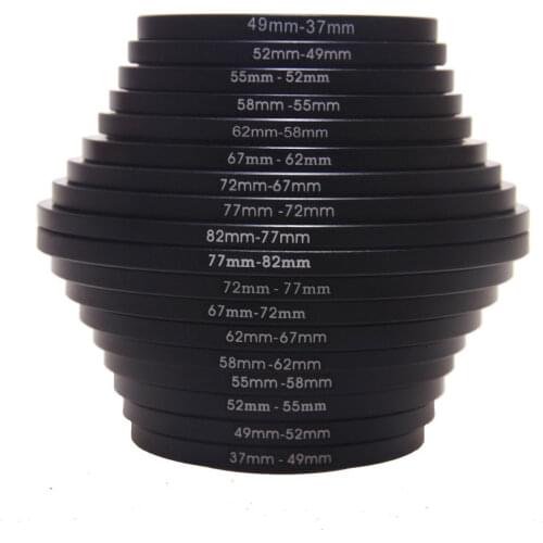 18pcs Camera Lens Filter Step Up Down Ring Adapter Set 37 - 82mm For Canon For Nikon Canon camera DSLR SLR