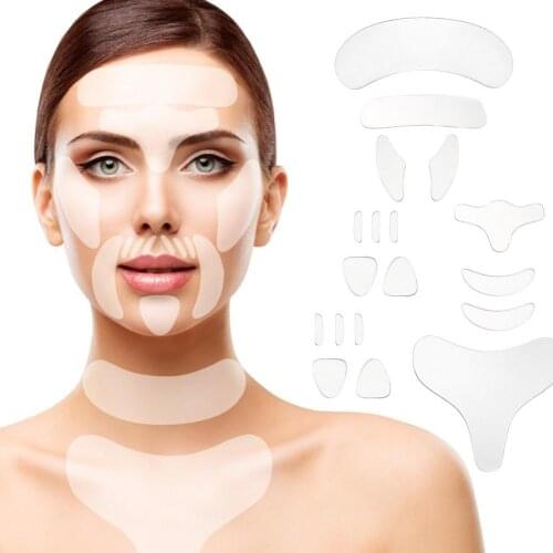 18pcs/lot Face Wrinkle Patches Reusable Wrinkle Remover Strips for Face Neck Forehead Silicone Face Lift Sticker Skin Care Tools