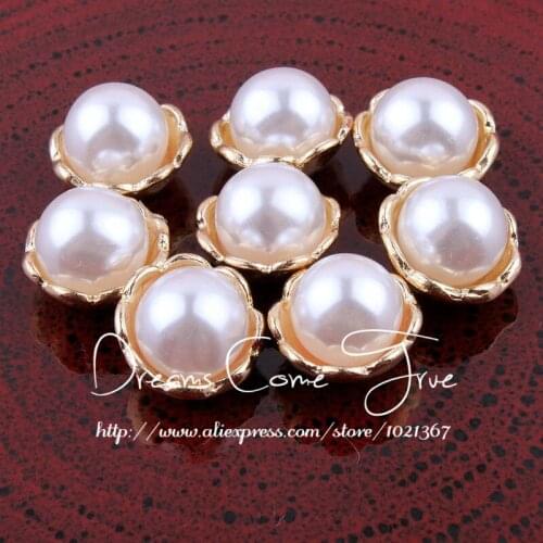 200pcs/lot 13MM 2Colors DIY Mini Bright Round Buttons For Baby Bair Accessories Cute Pearl Decorative Buttons For Flower Centre