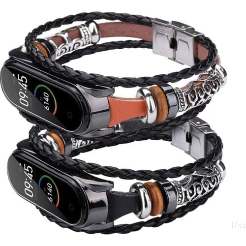 2019 Vintage Braided Rope Wristband Metal Buckle Watch Band Strap Replacement for Xiaomi Mi Band 4/3 Bracelet Accessories