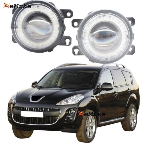 2x Car Projection Lens LED Fog Lights Angel Eye DRL Daytime Running Light Lamp for Peugeot 4007 GP 2007 2008 2009 2010 2011 2012