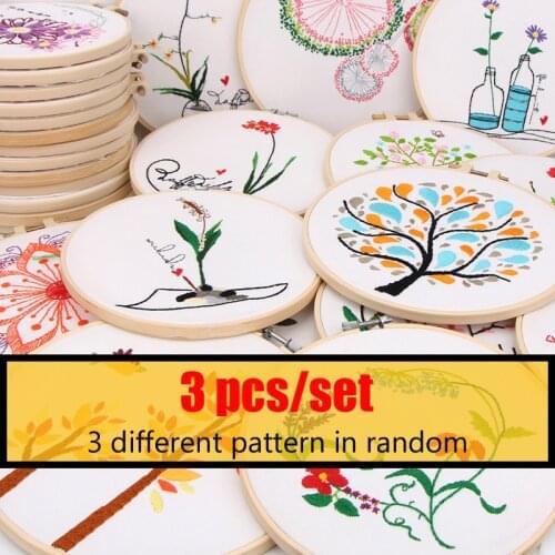 3 PCS, DIY Easy Embroidery Sale for Beginner Multiple Patterns Needlework Cross Stitch Kits Home Decor Handmade Sewing Wall Art