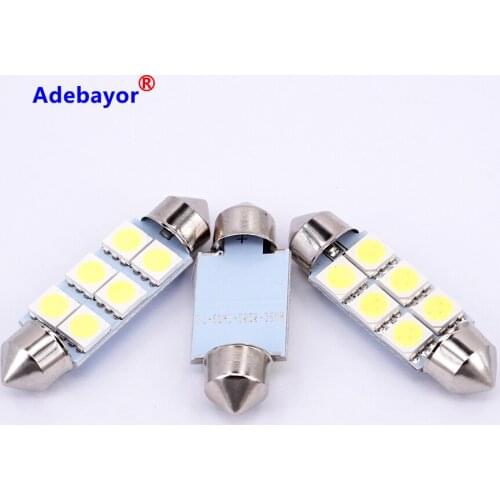 500 X White Festoon Led Dome light 5050 SMD 6 LED C5W Car Auto Interior Door Light Bulb 12V Reading Light Map Lamp 31/36/39/42mm