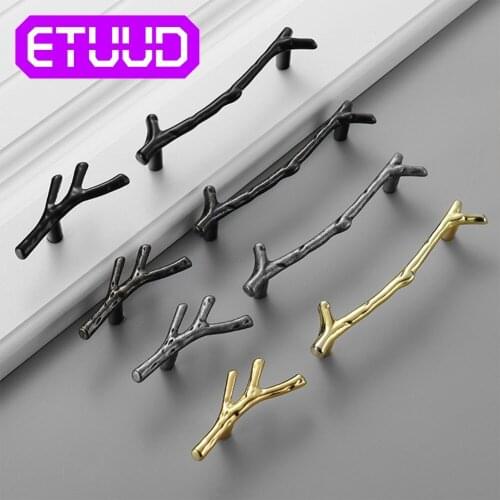 96mm 128mm Fashion Tree Branch Furniture Handle Black Silver Bronze Kitchen Cabinet Handles Drawer Knobs Door Pulls Hardware