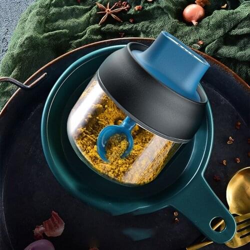 Seasoning Jar Household Labelled Moisture-proof Lid Spoon Integrated Multifunctional Seasoning Bottle Brush Oiler