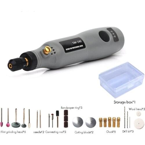 Cordless Rotary Tool, 5V Three-Speed with 27-Piece Rotary Accessory Kit, USB Charging Cable, Collet Size 0.5-3.2mm for Grinding