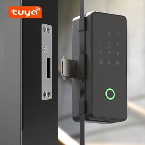 Tuya APP WiFi Remote Control Fingerprint Biometrics Password Code Lock For Home Office Frameless Frame Glass Push Sliding Door