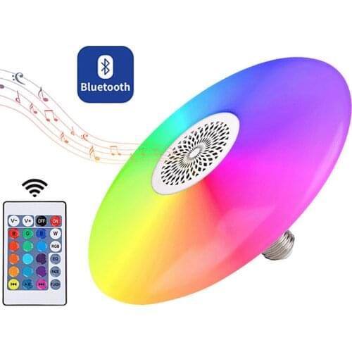 Bluetooth speaker Bulb Music Lamp ampoule led lamp E27 110V 220V 18W RGB night Light with remote control for Bar home spotlight