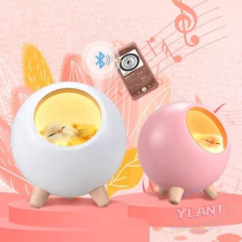 Cute Cat House Bluetooth Speaker Night Light Touch Dimming LED Baby Kids Bedside Sleep Lamps Bedroom Home Decor Holiday Gift