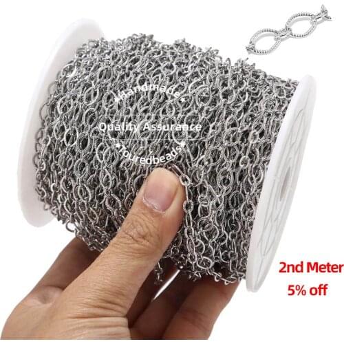 1M Stainless Steel Handmade Oval Chic Chains Findings for DIY Necklace Jewelry Making Accessories