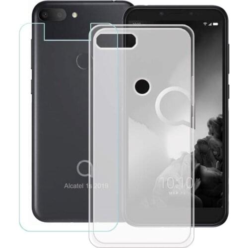 For Alcatel 1S 2019 1 S 5024D 5024Y Case Alcatel 1S 2019 Cover + Screen Protector Tempered Glass Protective Film Alcatel 1S 2019