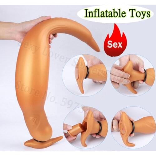 Long Anal Plug Huge Inflatable Butt Plug SM Vagina Anus Expansion ButtPlug Adult Games Erotic Anal Sex Toy For Men Women Couples