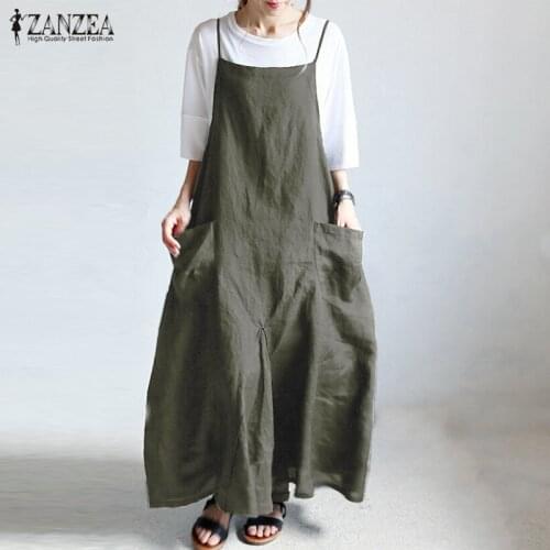 Summer Autumn Long Dress ZANZEA Womens Maxi Dresses Female Sleeveless Tunic Vestidos Femme Baggy Strap Sundress Oversized 5XL