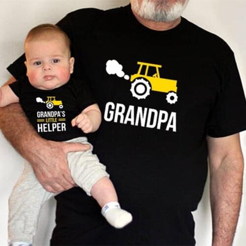 Summer Short Sleeve Matching Family Look Outfits 1pc Grandpa and Grandpas Little Helper Matching Grandpa and Grandson T-shirts
