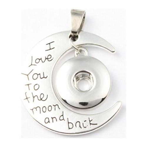 Fashion Ginger Snaps Necklace Jewelry I Love You To The Moon And Back Necklace With 50Cm Chain Fit Mini/Big Snap Button 8pcs