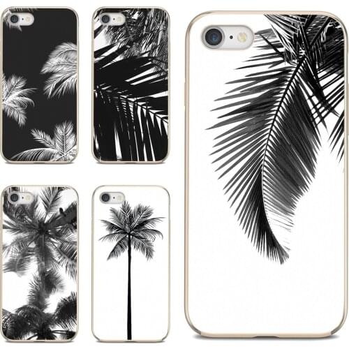 For Samsung Galaxy A9 A8 Star Lite A3 A5 A7 A6 Plus 2018 2015 2016 2017 Soft TPU Covers Black-white-palm-leaves-palm-trees-Art