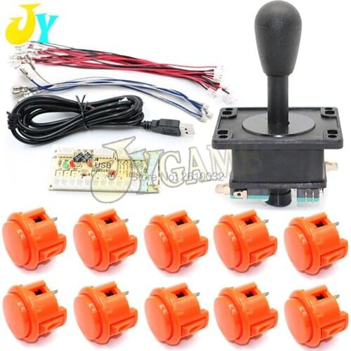 American Style Handle Arcade DIY Kit Zero Delay Board+ 30mm Push Buttons + HAPP Style Jotstick With Black Battop ball