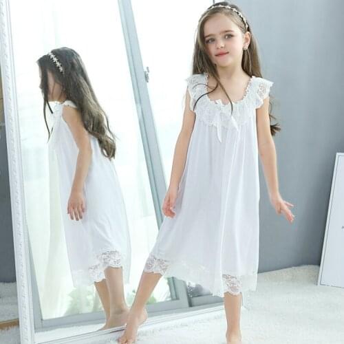 Mom daugter Nightdress Sleeveless cotton Breathable Skin-friendly Home Clothes for girls Long Korean Loose Princess Nightdress