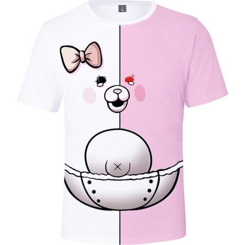 Japan Anime Danganronpa Monokuma Cosplay Costume 3D O-Neck T-Shirt 2t-16t Teenager Boys Girls Kawaii Short Sleeves T-Shirt