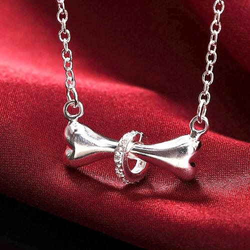 925 Sterling Silver Bone Pendants And Necklaces For Women Korean Simple Fashion Retro Lucky Wedding Engagement Jewelry GaaBou