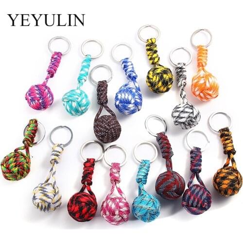 Woven Lanyard Keychain Outdoor Survival Tactical Military Parachute Rope Cord Ball Pendant Keyring Key Chain