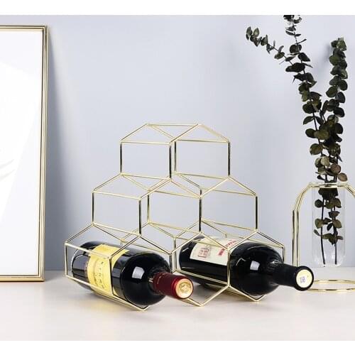 Golden Wrought Iron Wine Rack European-Style Hollow Wine Cabinet Display Shelf Living Room Office Bar Decorative Storage Holder
