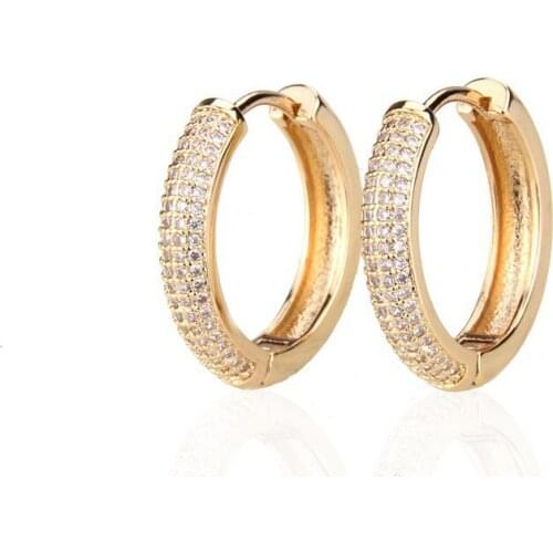 Simple Round Circle Small Hoop Earrings 1 Pair Minimalist Gold Cubic Zirconia Huggies Earrings for Women Ladies Jewelry Gifts