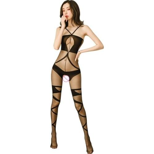 Transparent Bodysuit Open Crotch Bodystockings Porn Sexy Lingerie Mesh Fabric Erotic Underwear Sexi Women Suspenders Catsuit Sex