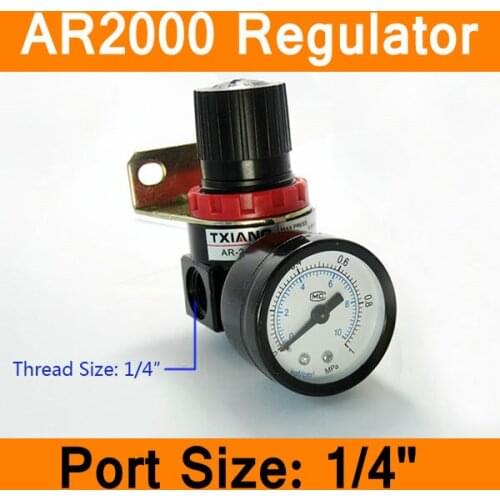 AR2000 Pressure Regulator 1/4" BSPT with Gauge and Bracket 1000L/min Pneumatic Parts Air Control Compressor Relief Regulating