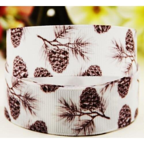 22mm 25mm 38mm 75mm Pinecone Cartoon printed Grosgrain Ribbon party decoration 10 Yards X-03821