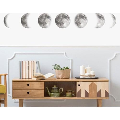 Scientific Moon Phase 3D Wall Sticker Silver Moon Art Decal Creative Bedroom Children Education Living Room Mural Home Decor