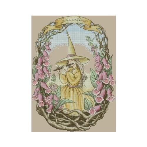 Seasons Witch-Summer Witch Counted Cross Stitch 11CT 14CT 18CT DIY Chinese Cross Stitch Kits Embroidery Needlework Sets