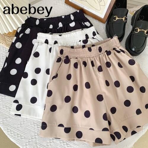 2021 New Summer Women Simple All-match Polka dot Shorts loose casual Elastic Waist Shorts wide leg Shorts