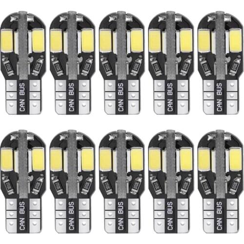 10PCS LED Car Interior Bulb Canbus Error Free T10 5730 8SMD Car Side Wedge Light Reading Lamp Auto Instrument Bulb Car Styling