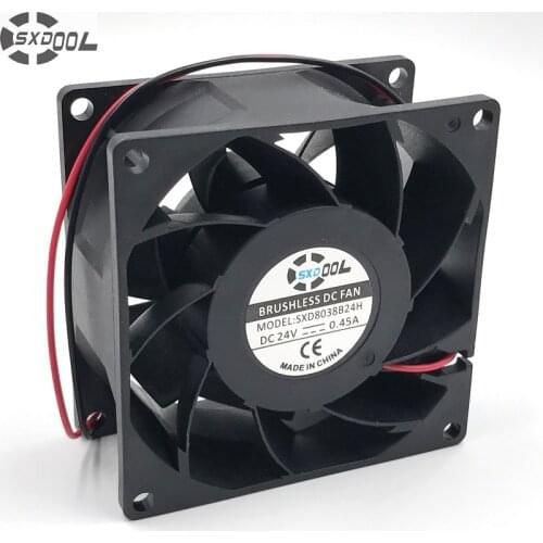 SXDOOL SXD8038B24H 80*80*38mm DC24V 0.45A 6000RPM 80CFM axial powerful axial cooling fan