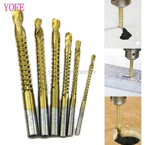 6pcs Ti Drill Bit Woodworking Wood Metal Plastic Cutting Hole Saw Holesaw HSS S08 Wholesale&DropShip