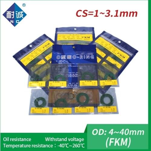 O-Ring Seal Green Fluorine rubber Ring FKM thickness CS1/1.5/1.9/2.4/3.1mm multiple size repair kit combination wear resistant
