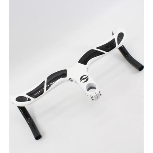 Brand new white color QILEFU full carbon bicycle handlebar Road bike carbon handlebar and stem integrated Free ship