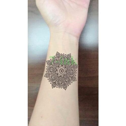 Waterproof Temporary Tattoo Sticker black lotus mandala totem tattoo Water Transfer fake tattoo flash tattoo 10.5*6cm