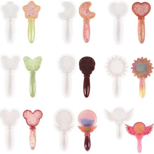 Magic Wand Silicone Resin Mold Star Moon Heart Butterfly Skull Fireworks Round Wing DIY Magic Fairy Jewelry Making