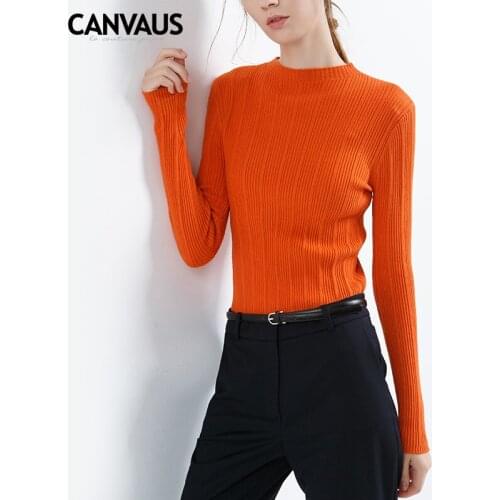 2018 CANVAUS new high quality women sweater, knitted wear, solid sweater girl Lady, basic Lady clothing top, YM0051