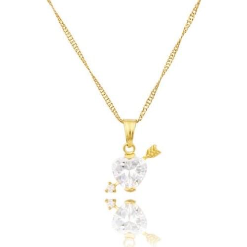 JH Brand Gold Women Necklace Pendant Cupid Arrow Shoots Through The Heart Pendant Jewelry For Women&men Accessories