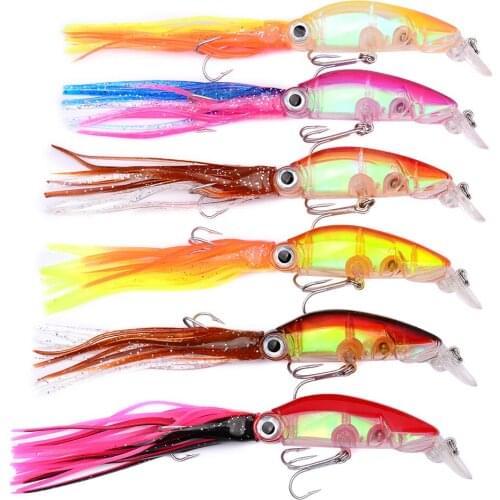 1pc Squid Fishing Lures Hard Bait Fishing Tackle 12.1cm-4.8"/22.1g-0.78oz Octopus Artificial Minnow Fishing Lures 1/0 Hooks Bass