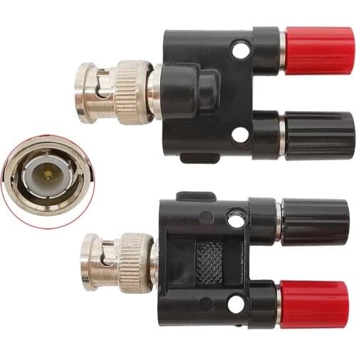1Pcs RF Coax Coaxial Splitter Connector BNC Male Plug to 2X 4mm Banana Female Jack Binding Post Adapter 1M2F