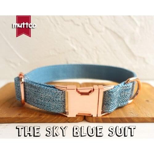 10pcs/lot MUTTCO adjustable for dog training comfortable puppy necklace THE SKY BLUE SUIT handmade dog collar 5 sizes UDC071M