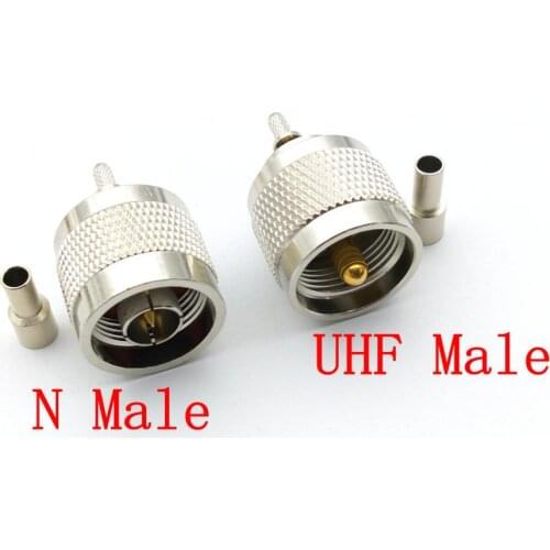 100pcs brass UHFMale /N Plug Male Crimp Connector for RG316 RG174 coaxial Cable