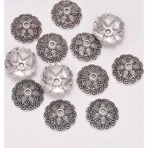 20pcs/Lot 14.5 mm 6 Petals Peach Heart Flower Loose Sparer Apart End Beads Caps For DIY Jewelry Making Findings Earrings