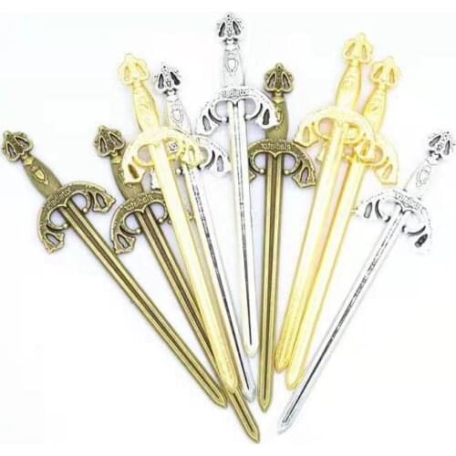 4Pcs 3Color 86*21mm Zinc Alloy Knight Sword Charms For Jewelry Making DIY Handmade Weapons Pendant Charms