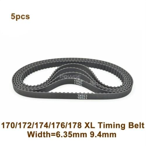 5pcs 170/172/174/176/178 XL Timing Belt W=025" 037"mm Perimeter 431.8/436.88/441.96/447.04/452.1mm Rubber XL Belt Inch Trapezoid