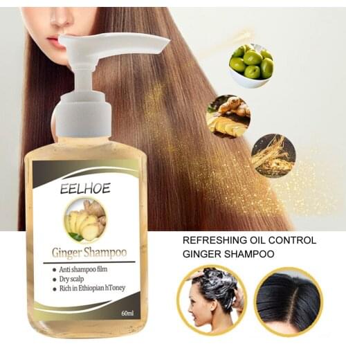 60ml Cleansing Moisturizing Oil Control Anti Itching Growth Dandruff Removal Scalp Treatment Effective Ginger Hair Shampoo Cool
